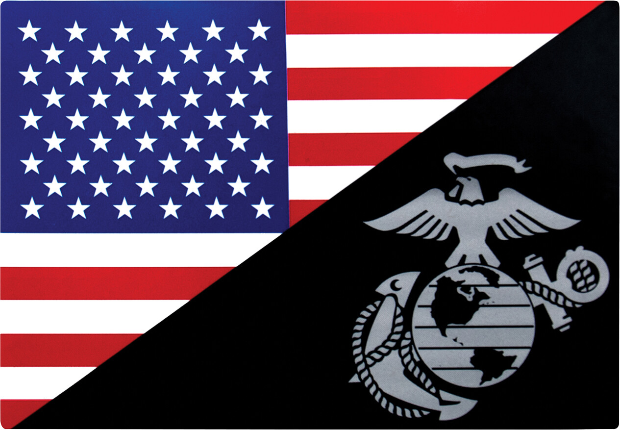 USMC Eagle, Globe and Anchor Flag Decal Adhesive Sticker USA American Outdoor