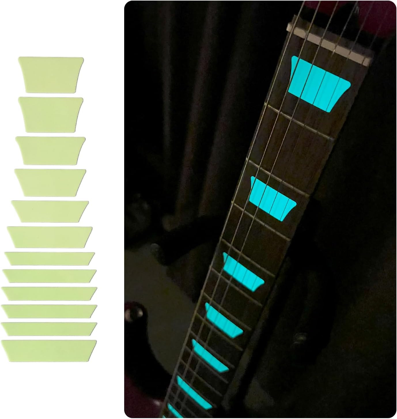 Trapezoid Glow in the Dark Guitar Fingerboard Fret Markers Inlay Fit Les Paul SG