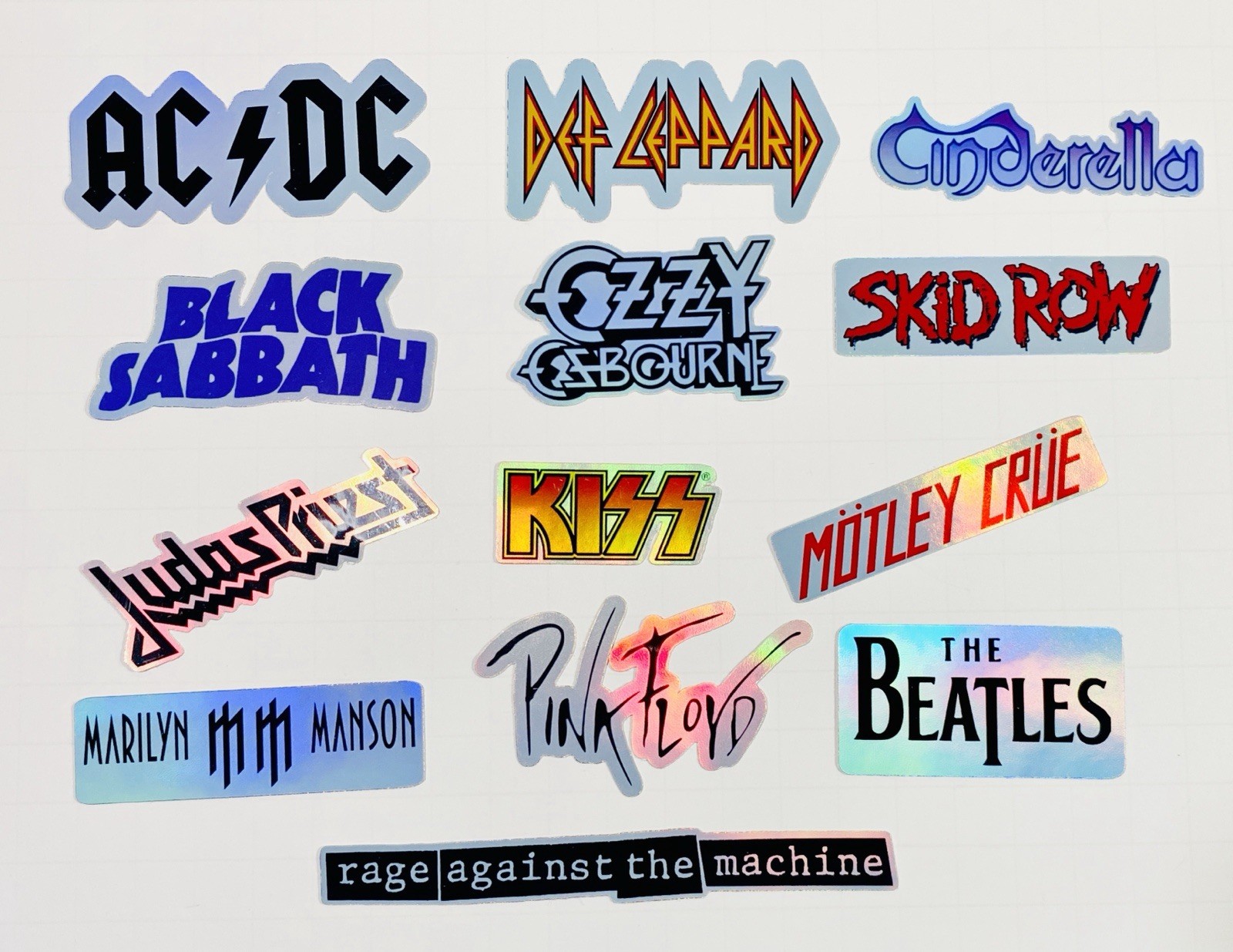 50 Large Classic Rock Stickers 50s 60s 70s 80s 90s Rock & Roll Waterproof Large