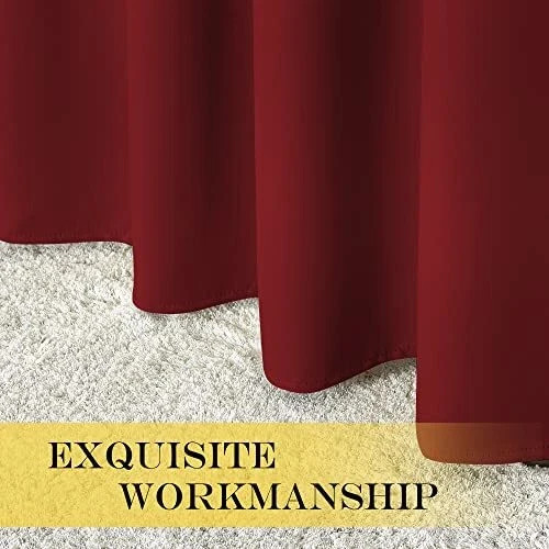 Blackout Blinds for Sliding Door – 100"W x 84"L (Pack of 1) Burgundy Red