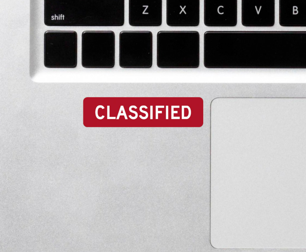CLASSIFIED Red Sticker | White Text | Military Style Label | Vinyl Decal