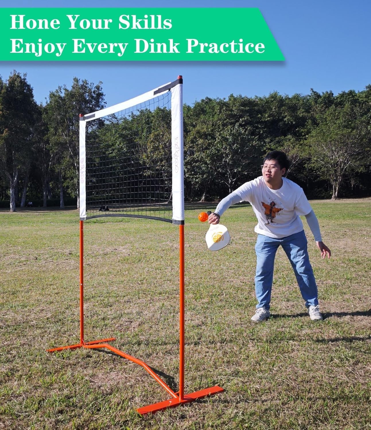 Small Pickleball Net Set- 10FT Mini Pickleball Net, 4FT Adjustable Height Dink T