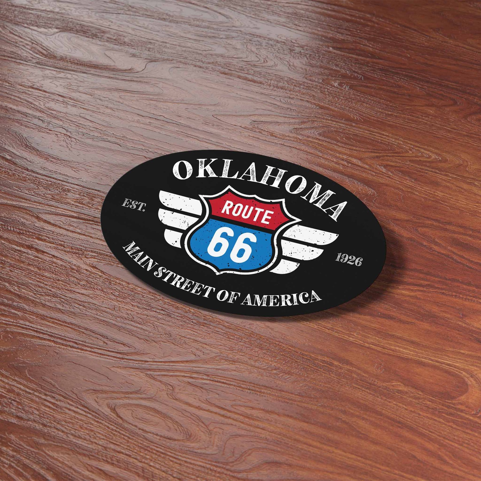 Oklahoma Route 66 Sticker – OK Black Oval Decal
