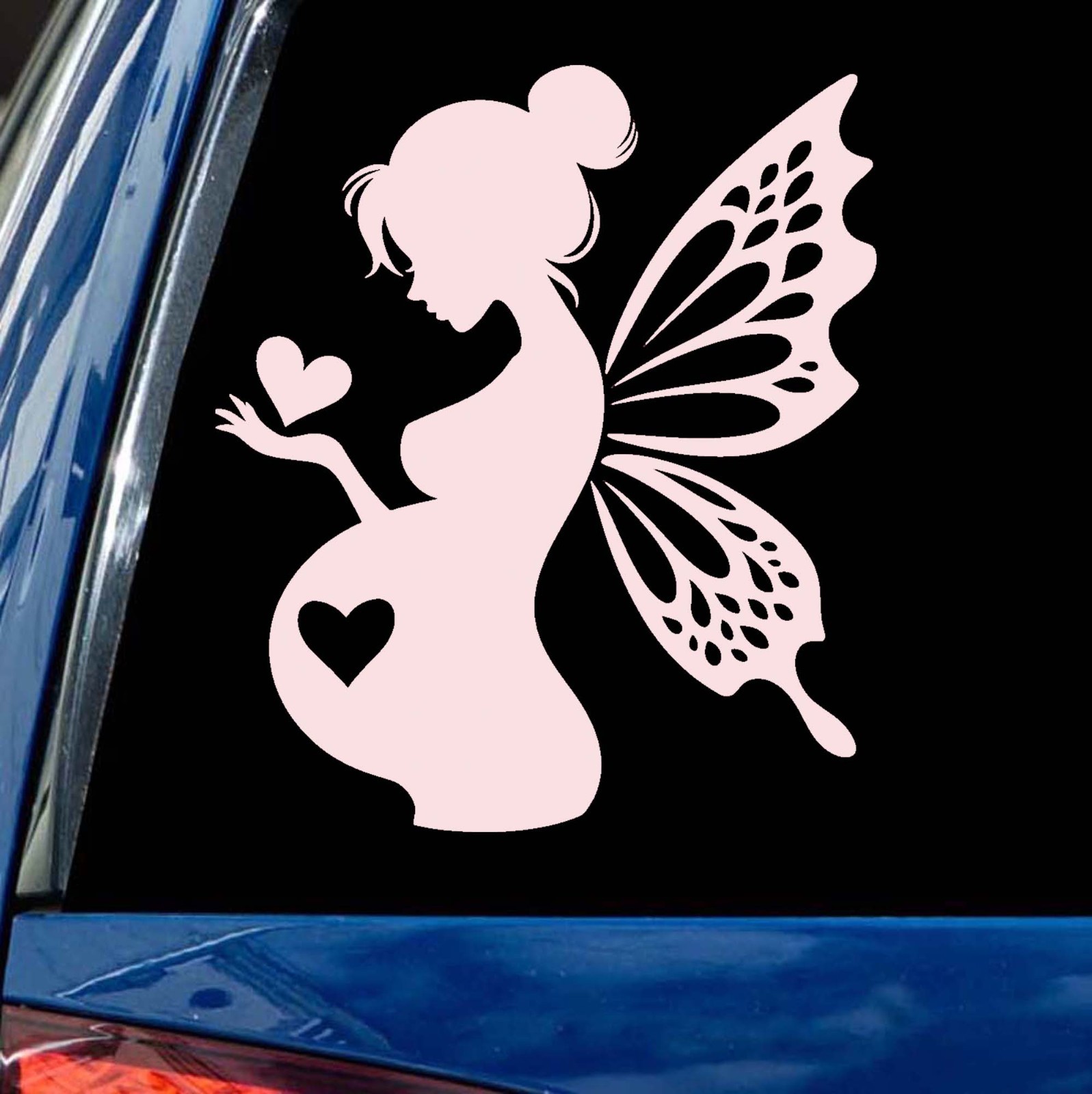 Pregnant Fairy Decal expectant mom gift boho baby shower butterfly wings cottage