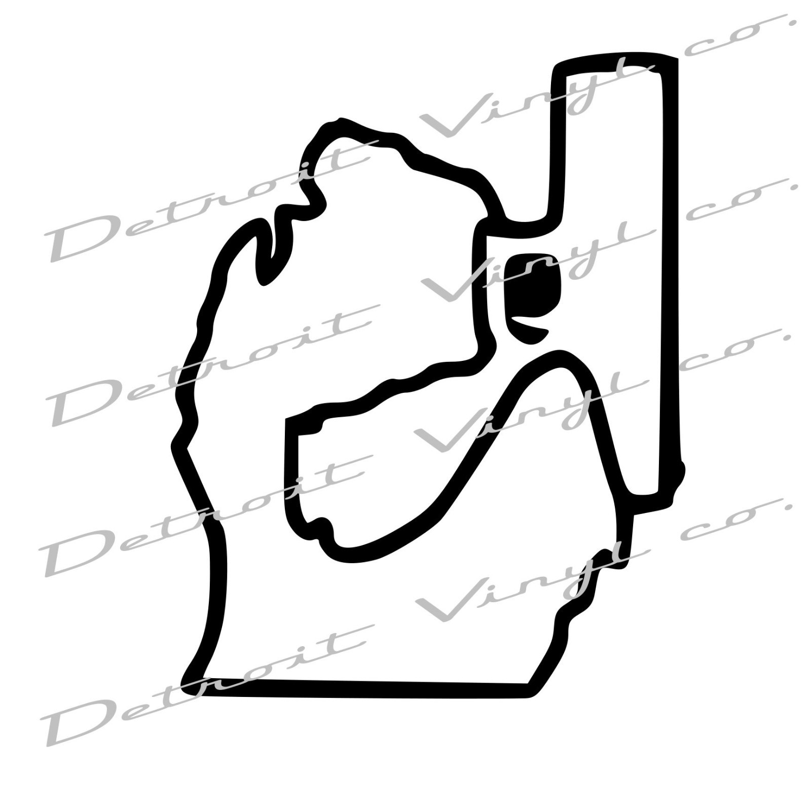 Michigan Holding gun OUTLINE, Michigan mitten pistol Decal Sticker 6"x6"