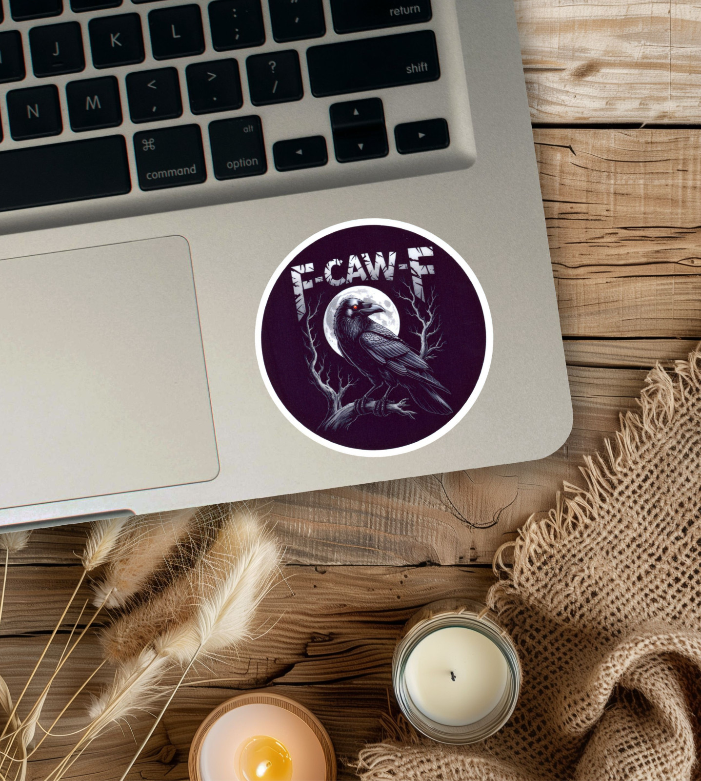 “F-Caw-F” Funny, Sarcastic 3” Round Crow Sticker For Tumbler, Laptop