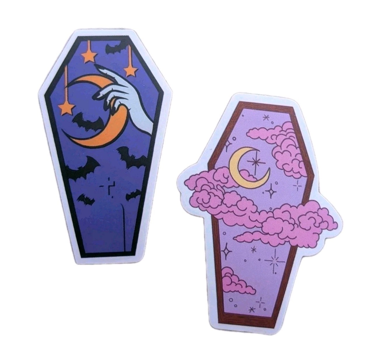 Haunted Active Spirit Creepy Witch Owned Moon Coffin Stickers Lot Of 2 Pcs