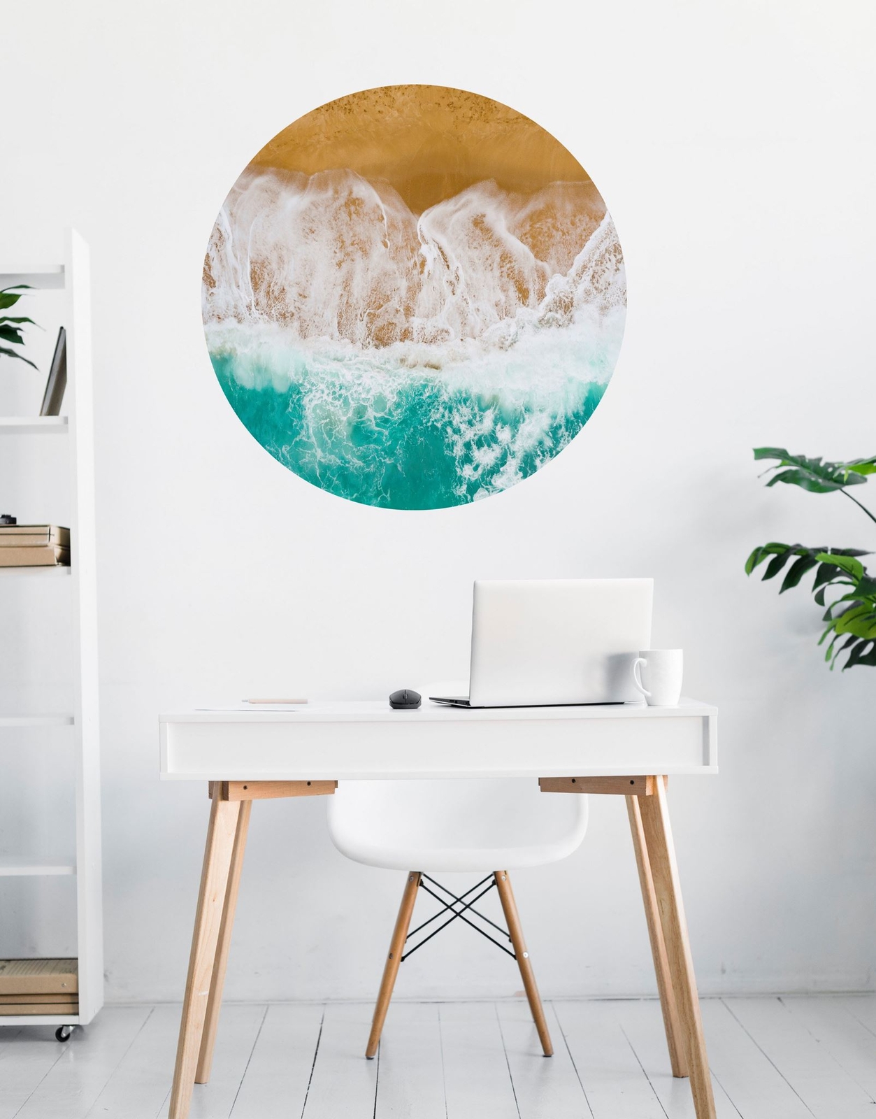 Beach Theme, Sand and Ocean Waves Wall Decal. Peel and Stick Wall Decal. Reposit