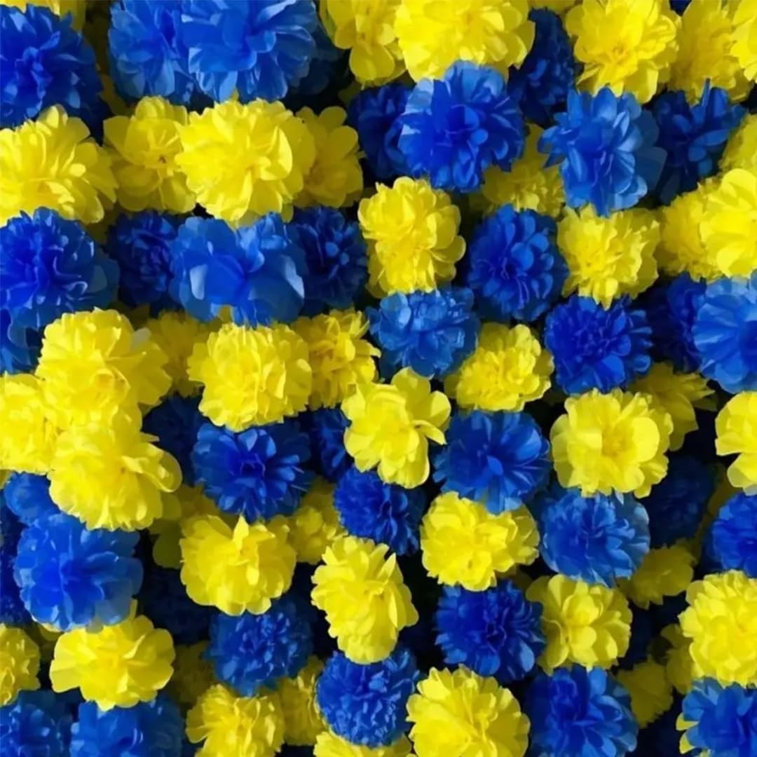 5pcs Artificial Blue & Yellow Flower 5 Ft Garland For home, Wedding Decoration