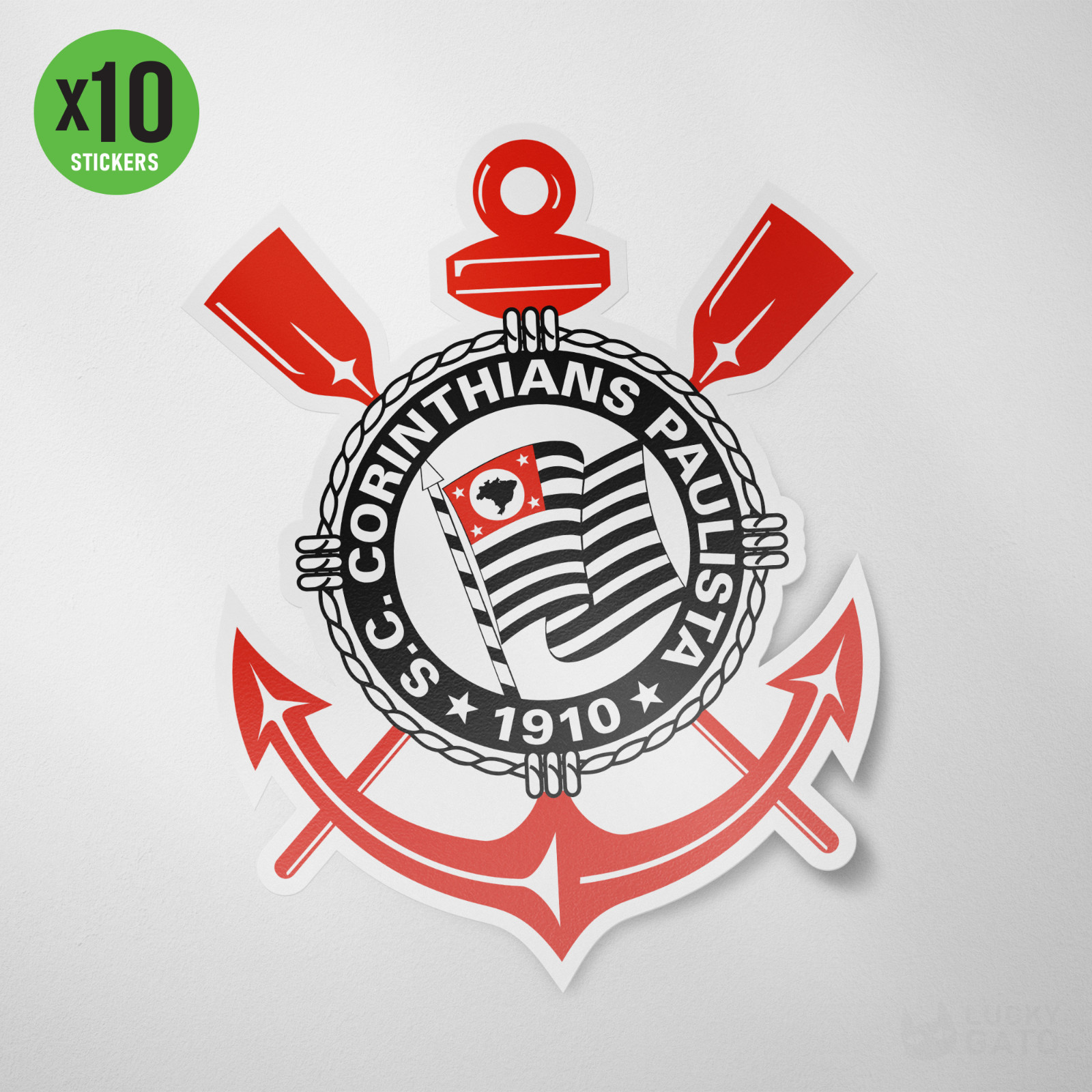 (10) Corinthians Paulista Brasil Vinyl Sticker Decal Calcomania Adesivo Color