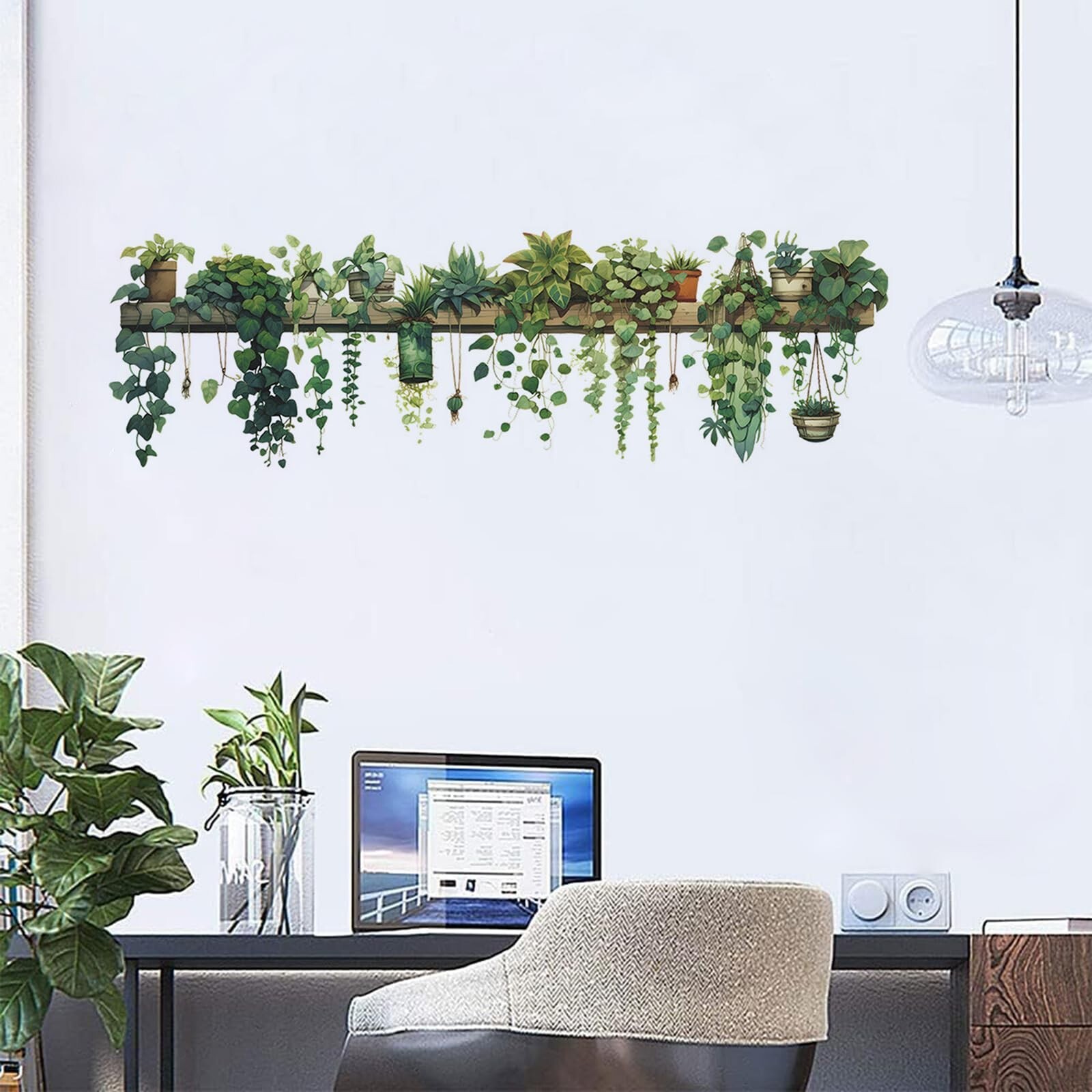 Plant Wall Decals Vinyl Waterproof Wall Stickers Removable Wall Murals Peel a…