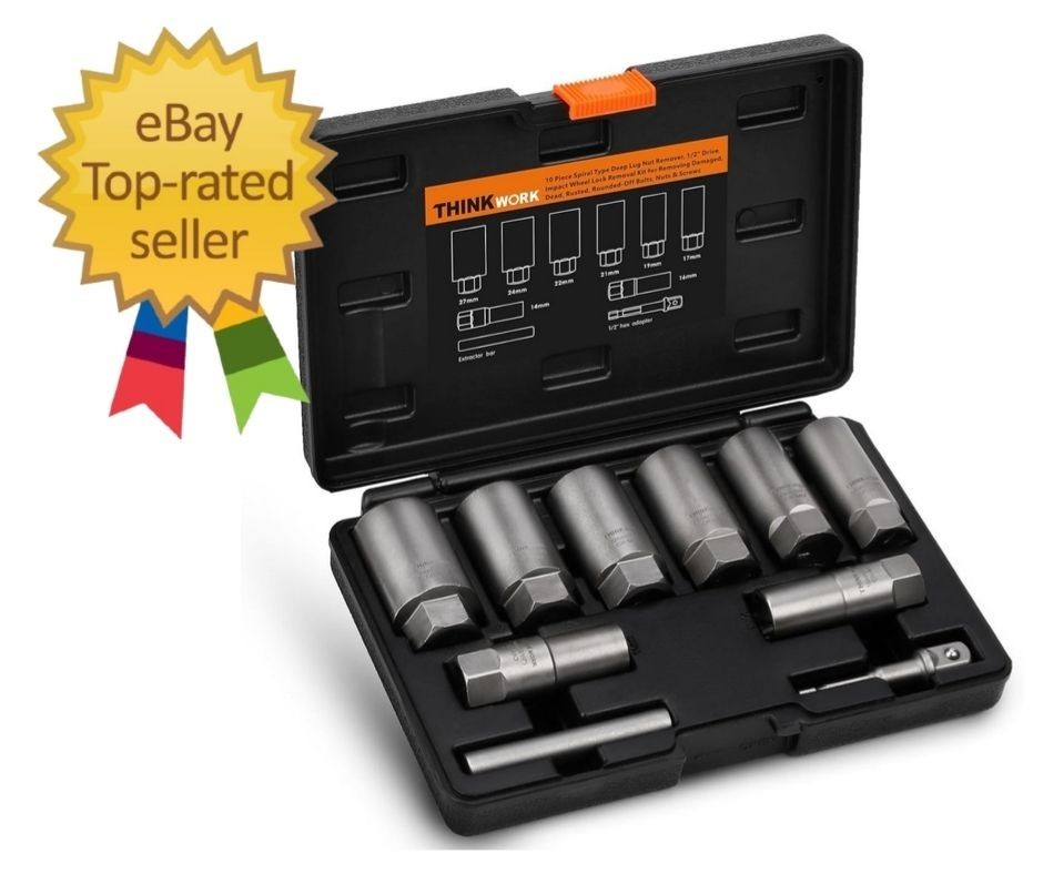 1/2 Inch Drive Lug Nut Extractor Set, Large Sizes, 10Pcs Wheel Lock Removal Kit,