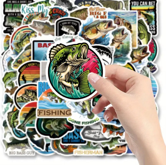 BASS FISHING Funny Vinyl Stickers – Select A Sticker – BUY2GET4FREE!