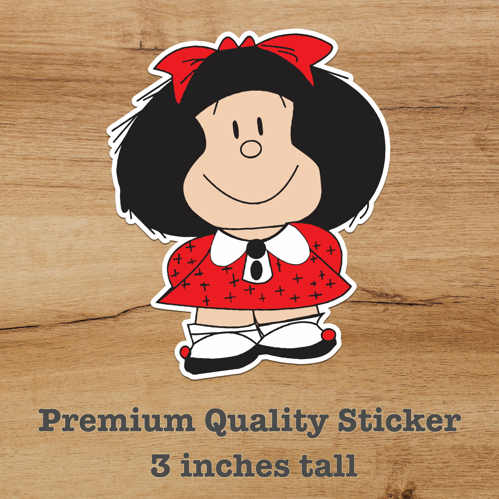 Mafalda Quino Argentina Premium Vinyl Sticker 3 inches Cartoon Decorative