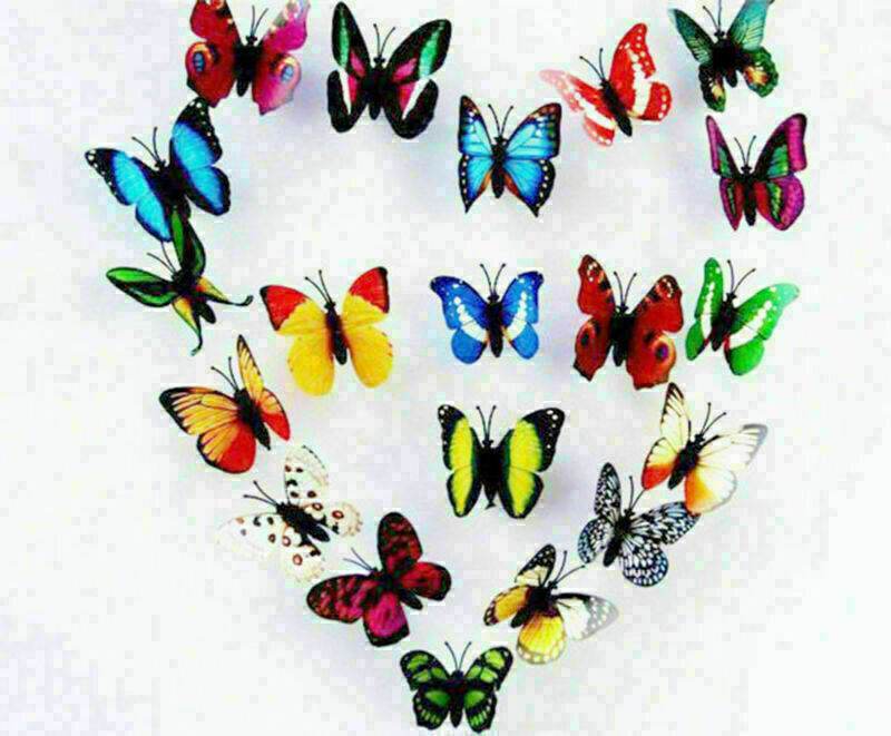 Multicolor Artificial Butterflies + Magnet Home Decorations 12 24 36 Accessories