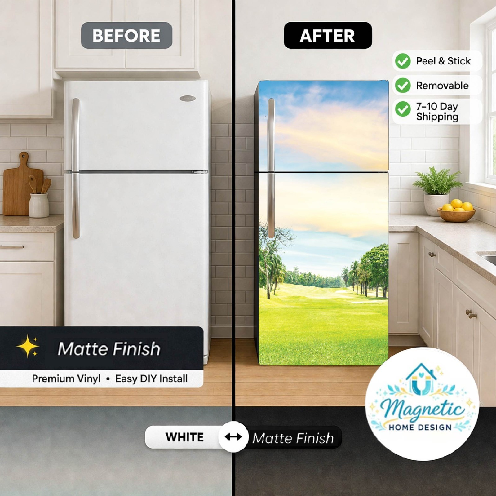 Nature Fridge Wrap, Forest Refrigerator Cover, Kitchen Vinyl