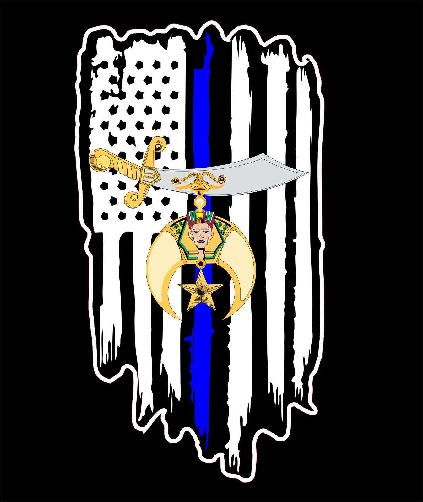 Fire/Police Thin Line Flags Shrine Scimitar