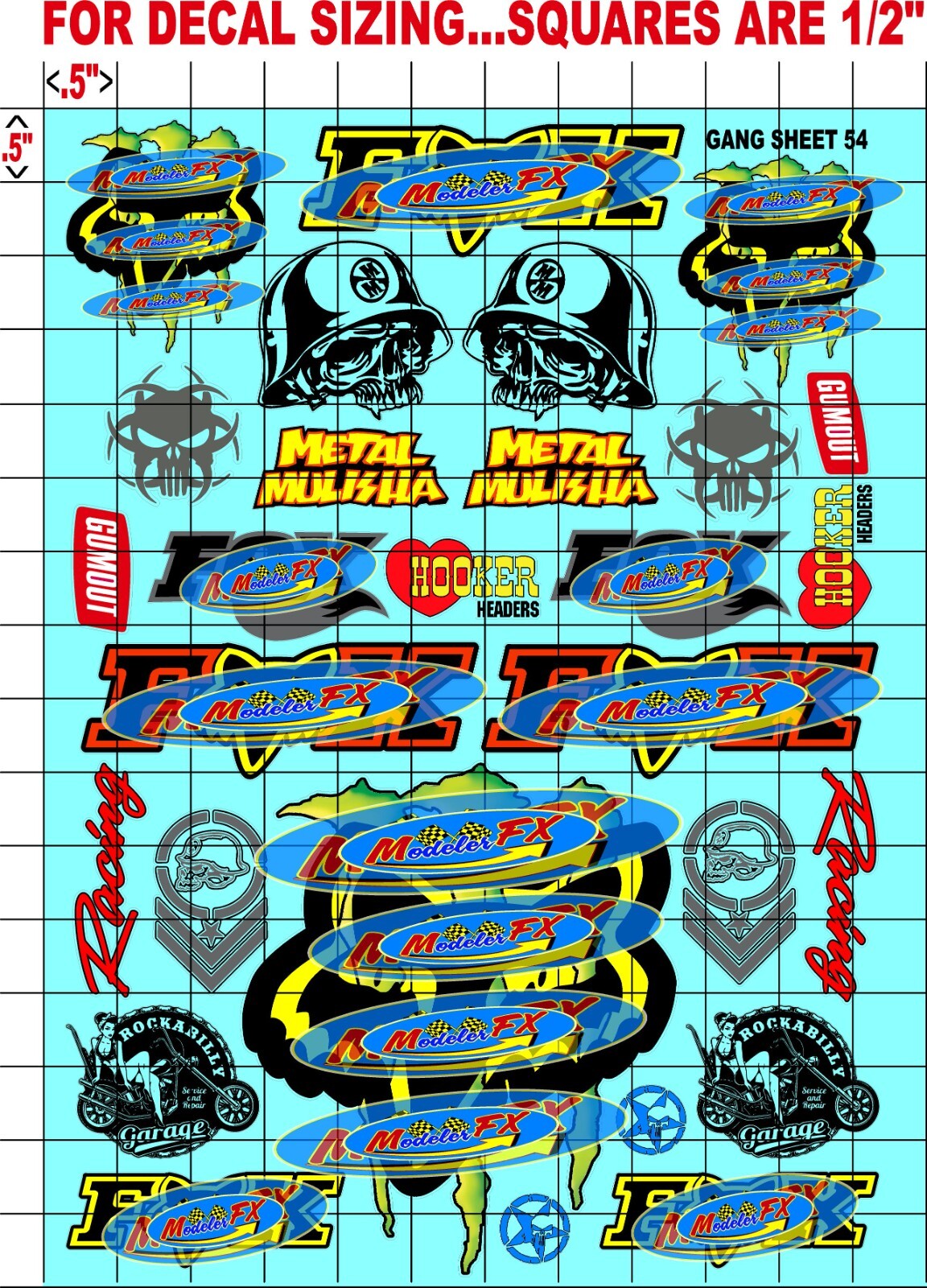 Clear Matte Vinyl Sticker Sheet#54-R/C MODEL Decal fits 1/10-1/16 ScaleFoxRacing