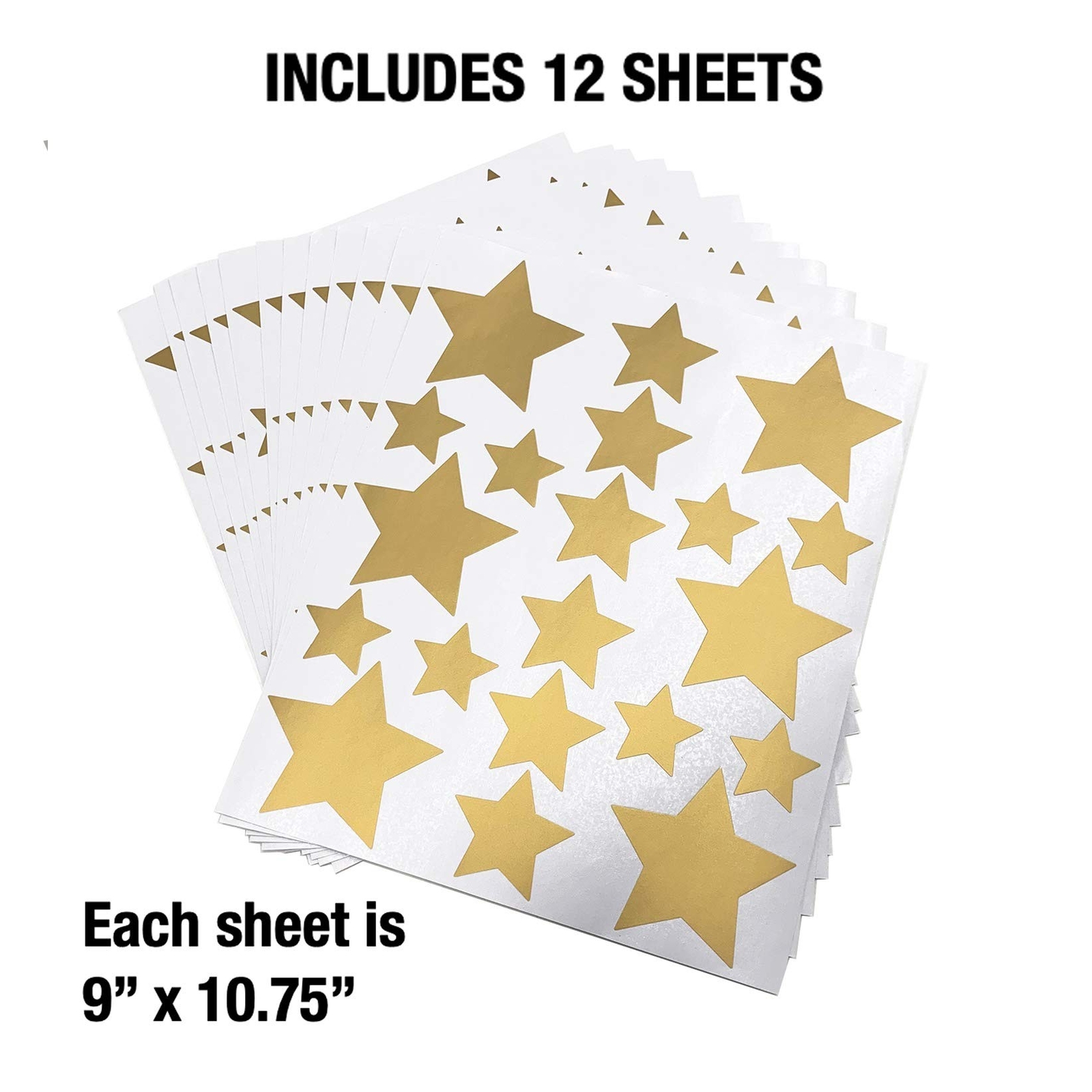 Paper Riot Co. Peel-and-Stick Assorted Metallic Matte Gold Stars Vinyl Wall D…