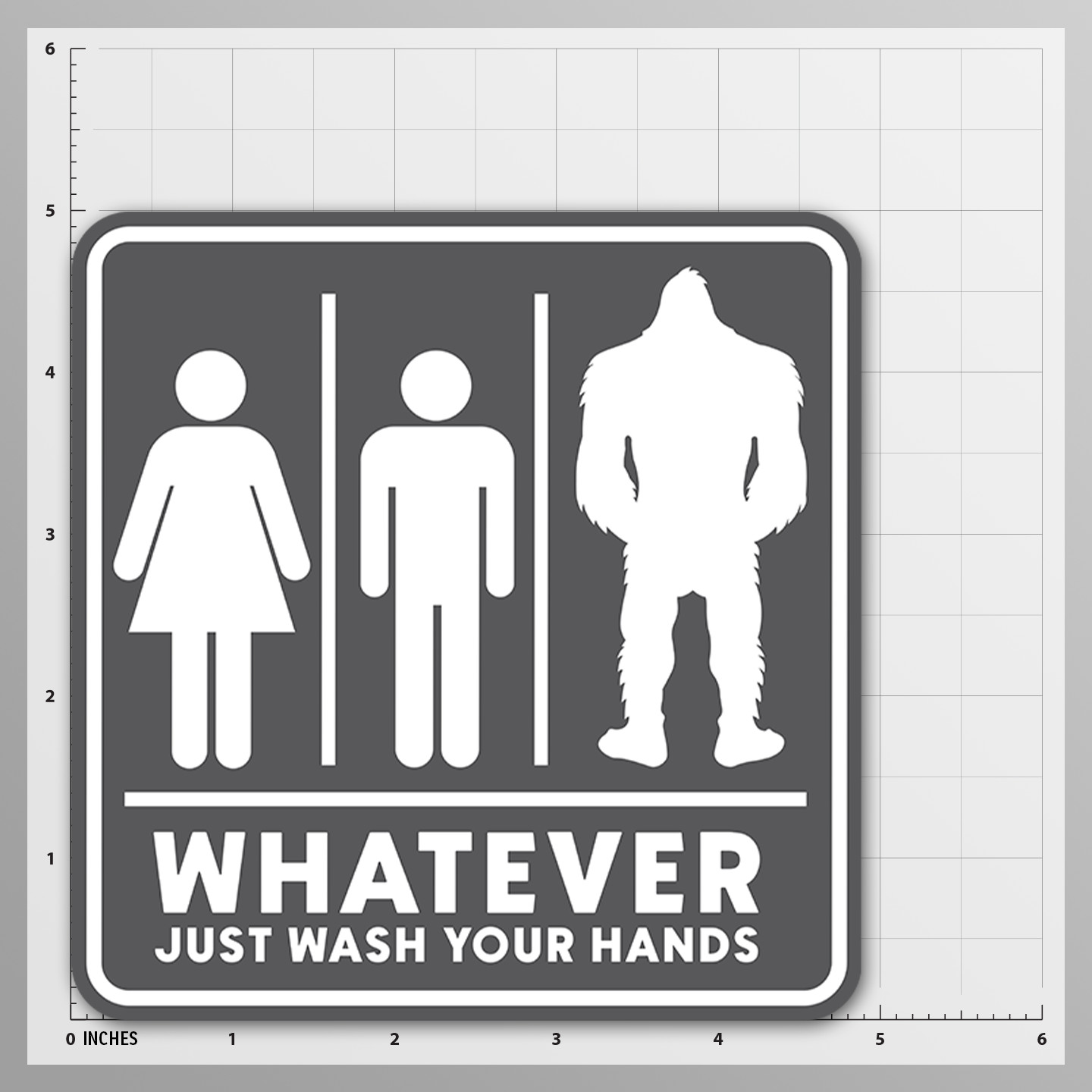 Unisex Funny Restroom Door Sticker 5"x5" – Bathroom Toilet – Whatever Wash Hands