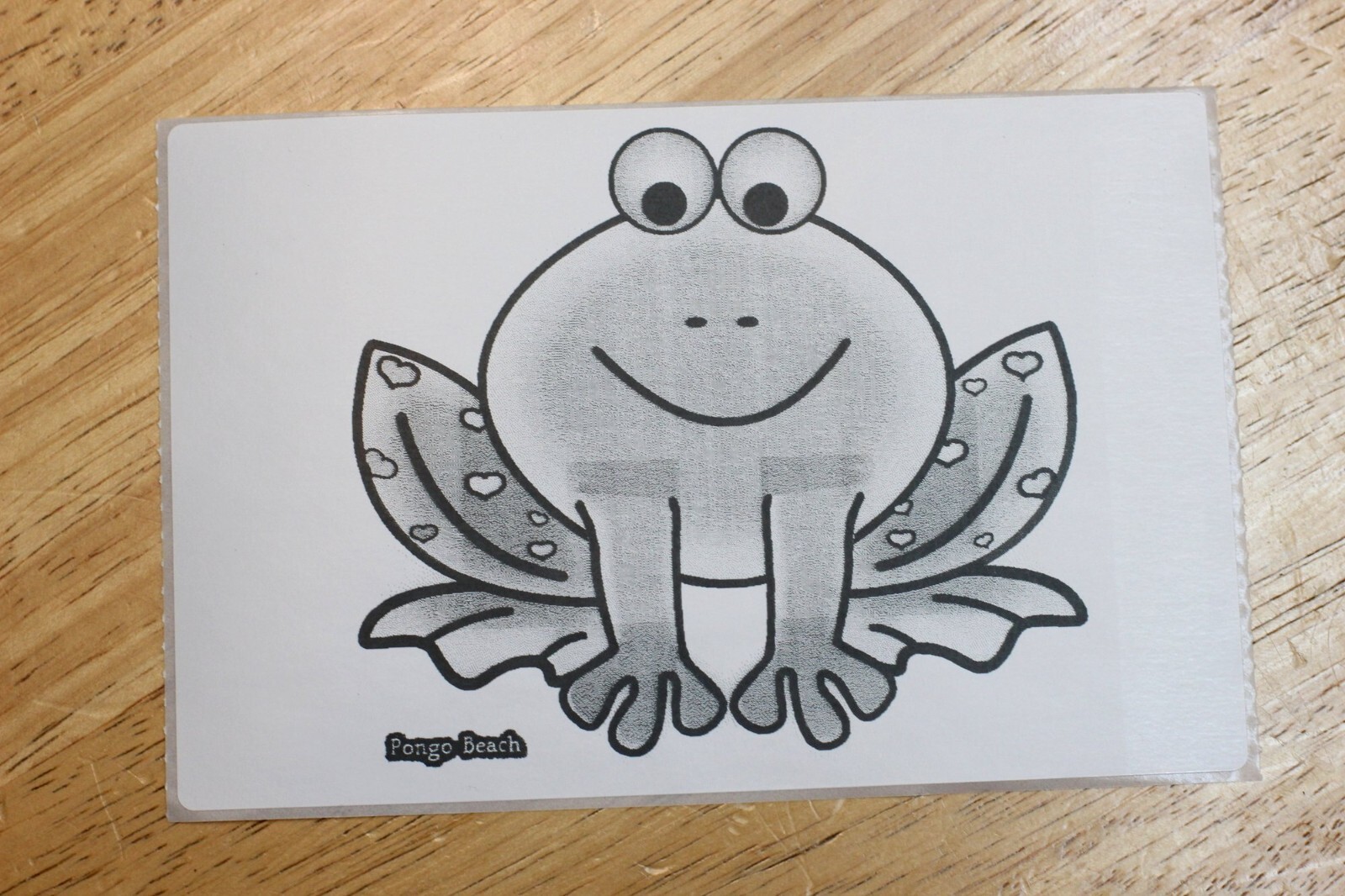 Valentine Frog B/W 4"x6" Thermal Sticker – Cute Smiling Toad – Pongo Beach