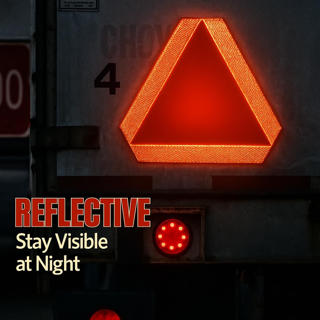 2 PACK SLOW MOVING VEHICLE SIGN 14×16 INCH REFLECTIVE PVC SAFETY TRIANGLE DECAL