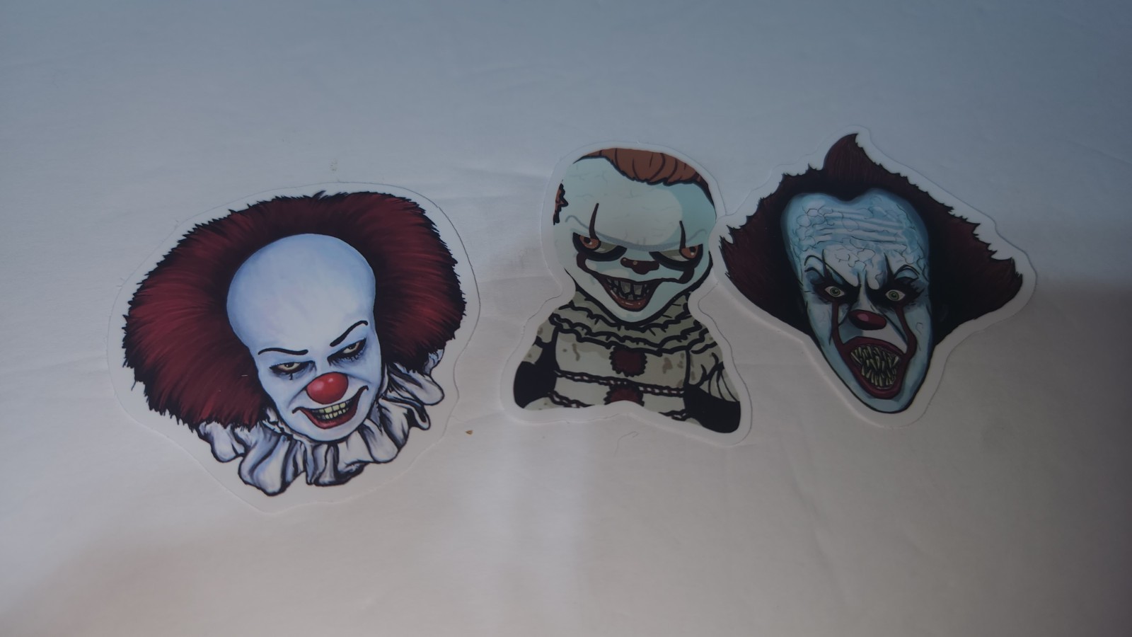 3pc Pennywise IT Horror Movie Stickers Water Resistant 2-2 ½Inches Tall