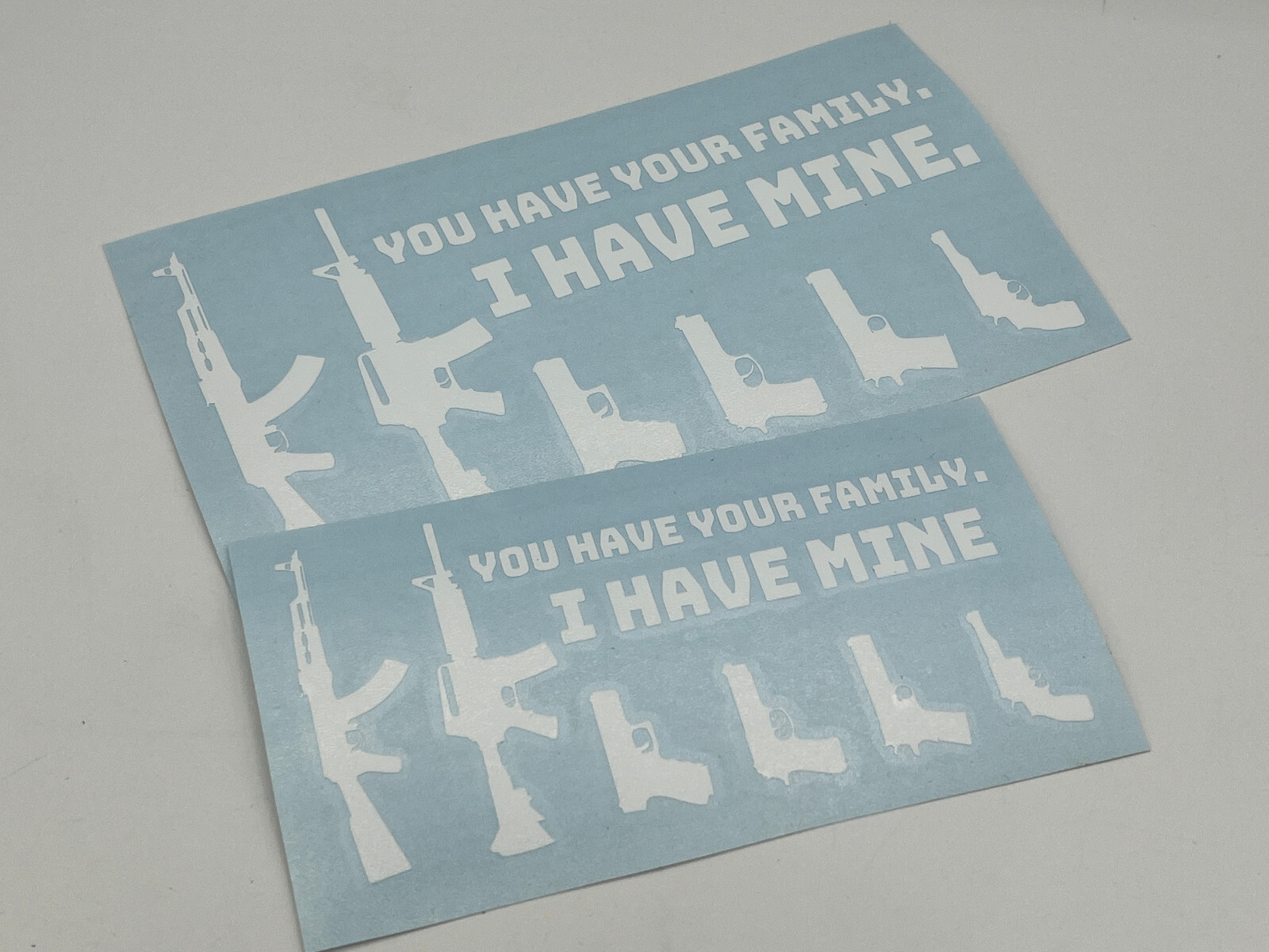 STICK FIGURE GUN FAMILY -WHITE- Vinyl Decal Indoor & Outdoor Sticker Choose Size