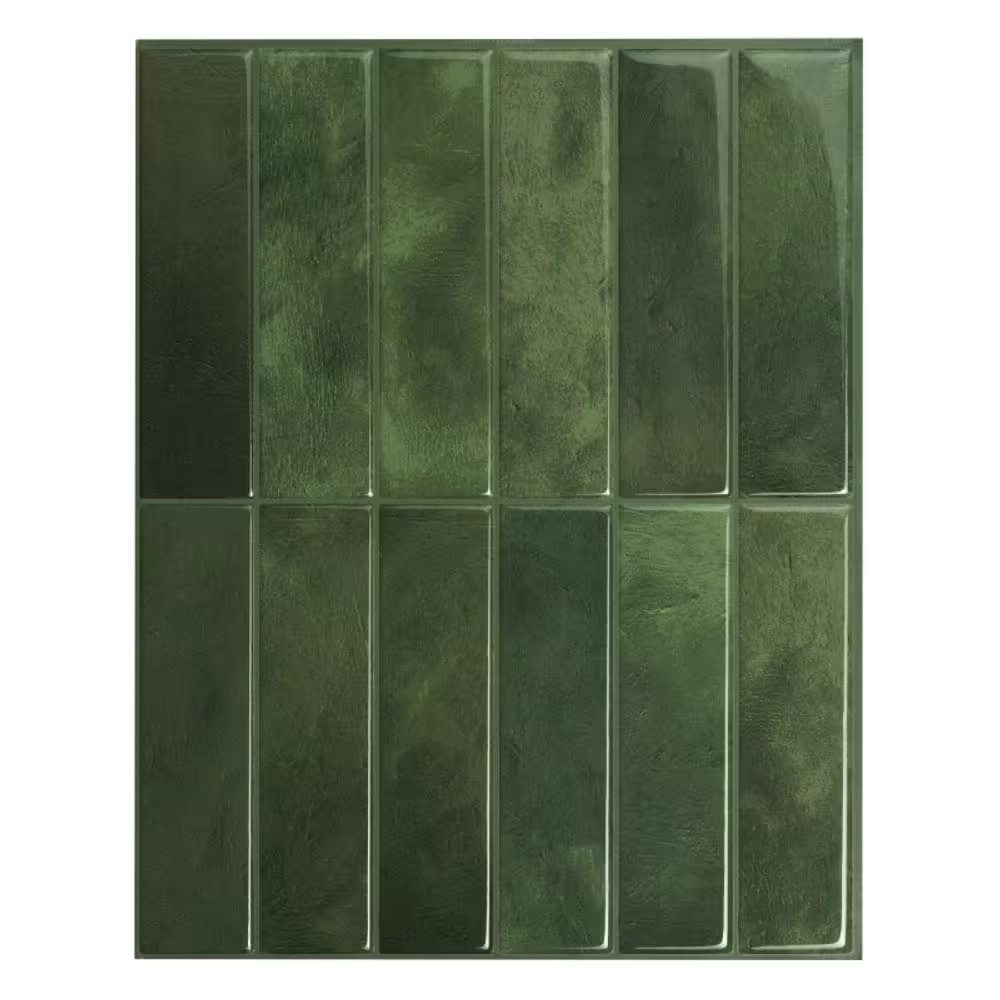 Peel and Stick Backsplash Tile Green 4 Pack 11x9in Vinyl Kitchen Bathroom DIY