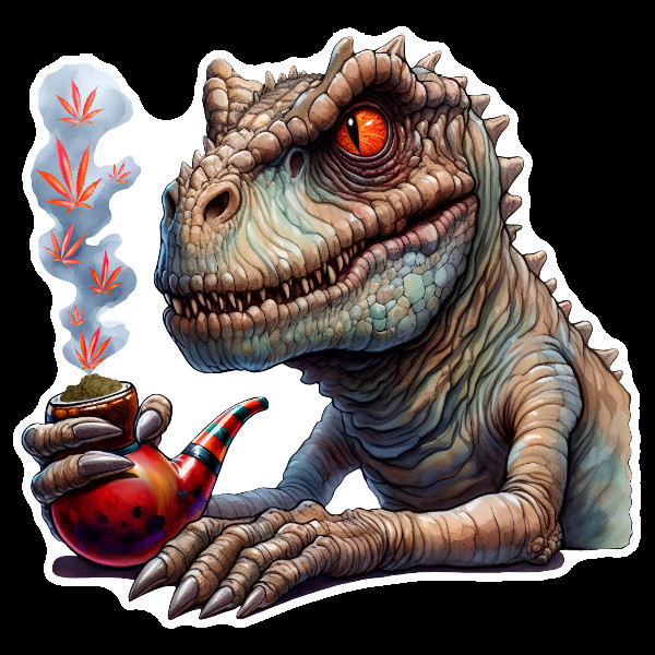 T-Rex Vinyl Cannabis Weed Marijuana UV Safe Dinosaur Stoner Sticker Weatherproof