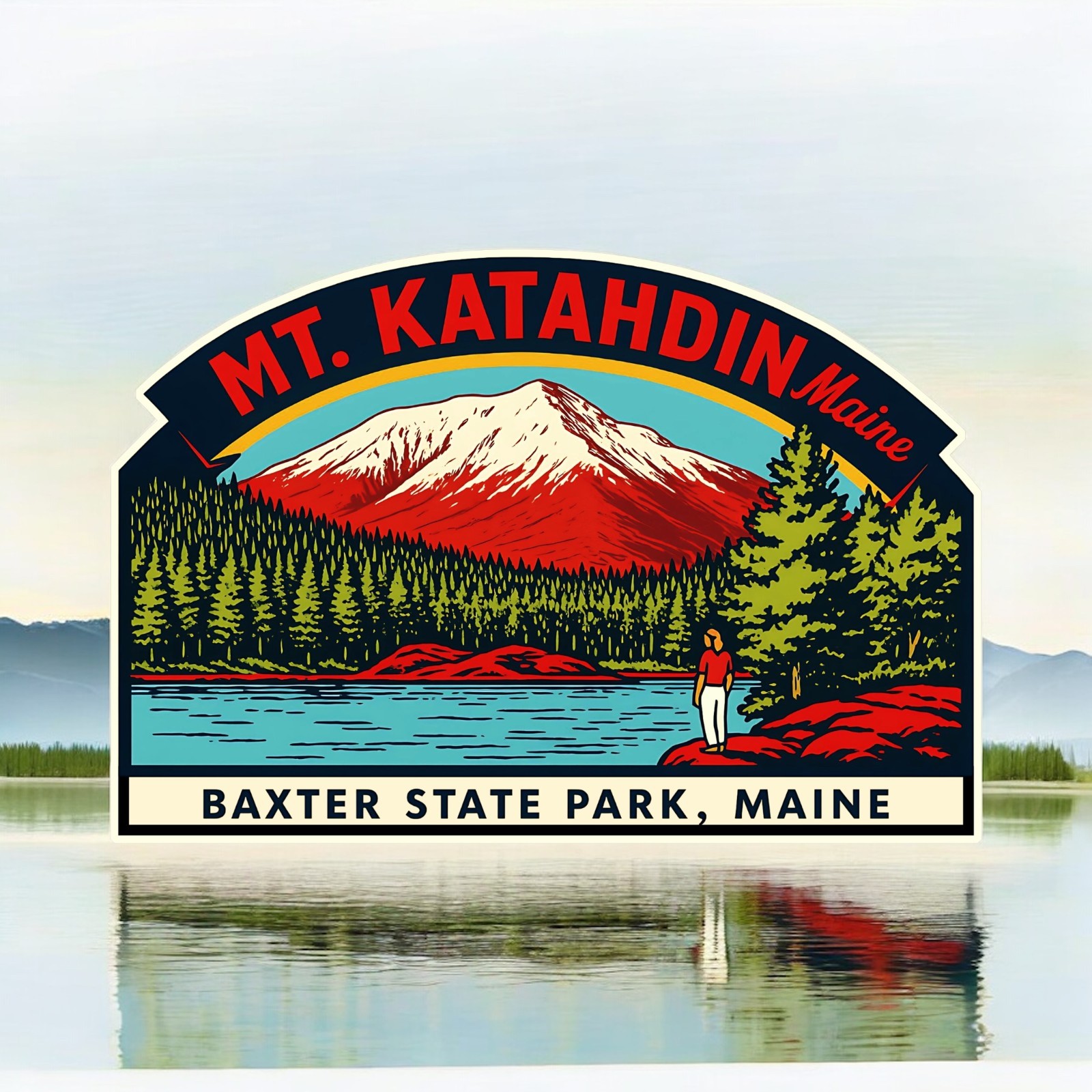 Mount Katahdin Maine Vinyl Travel Souvenir, Nature Adventure Decal for Outdoors,