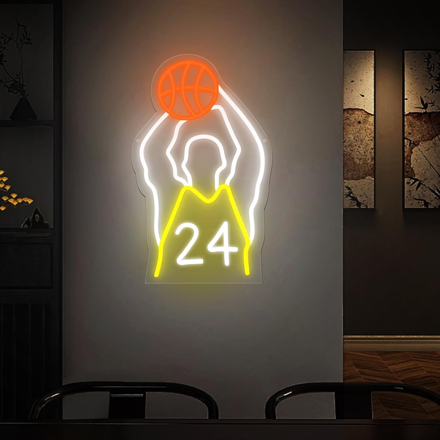 Basketball Neon Signs,Dimmable LED Neon Sign for Wall Decoration, USB Powered…