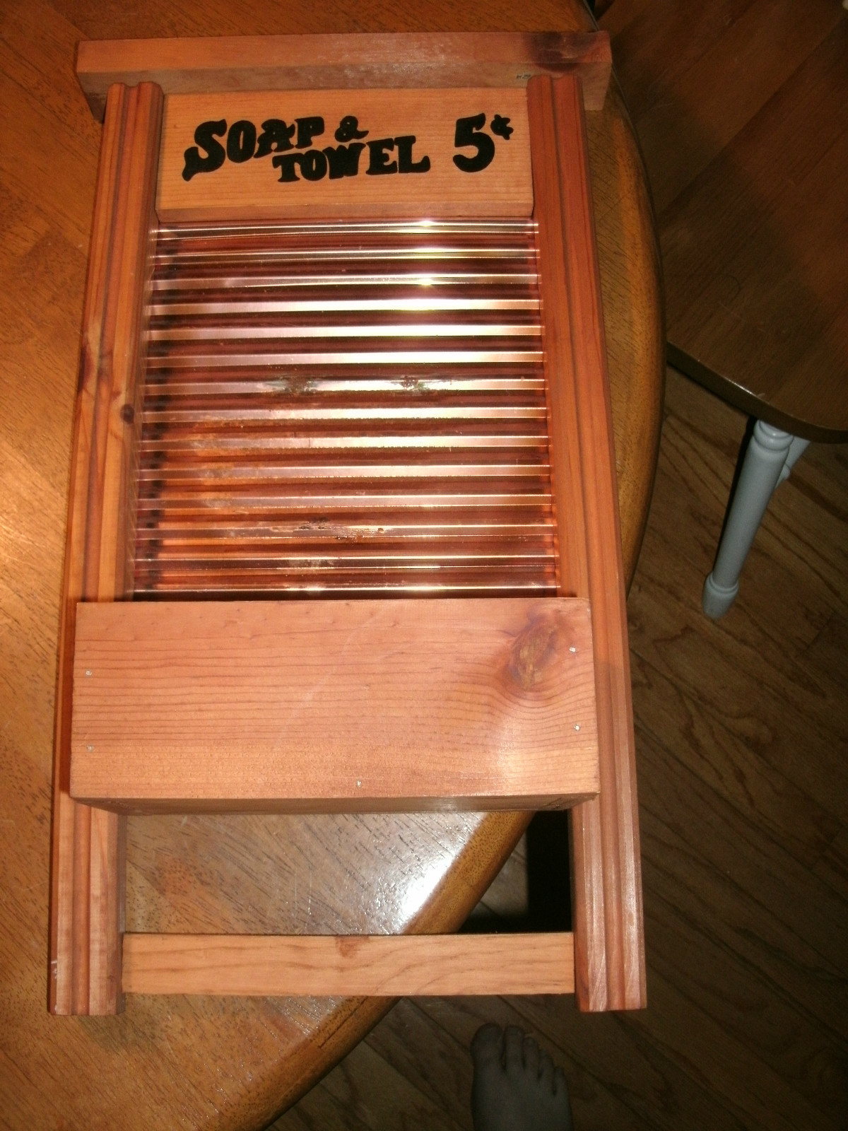 Home Decor – Copper Washboard, Soap & Towel 5 cents – with Holding Compartment