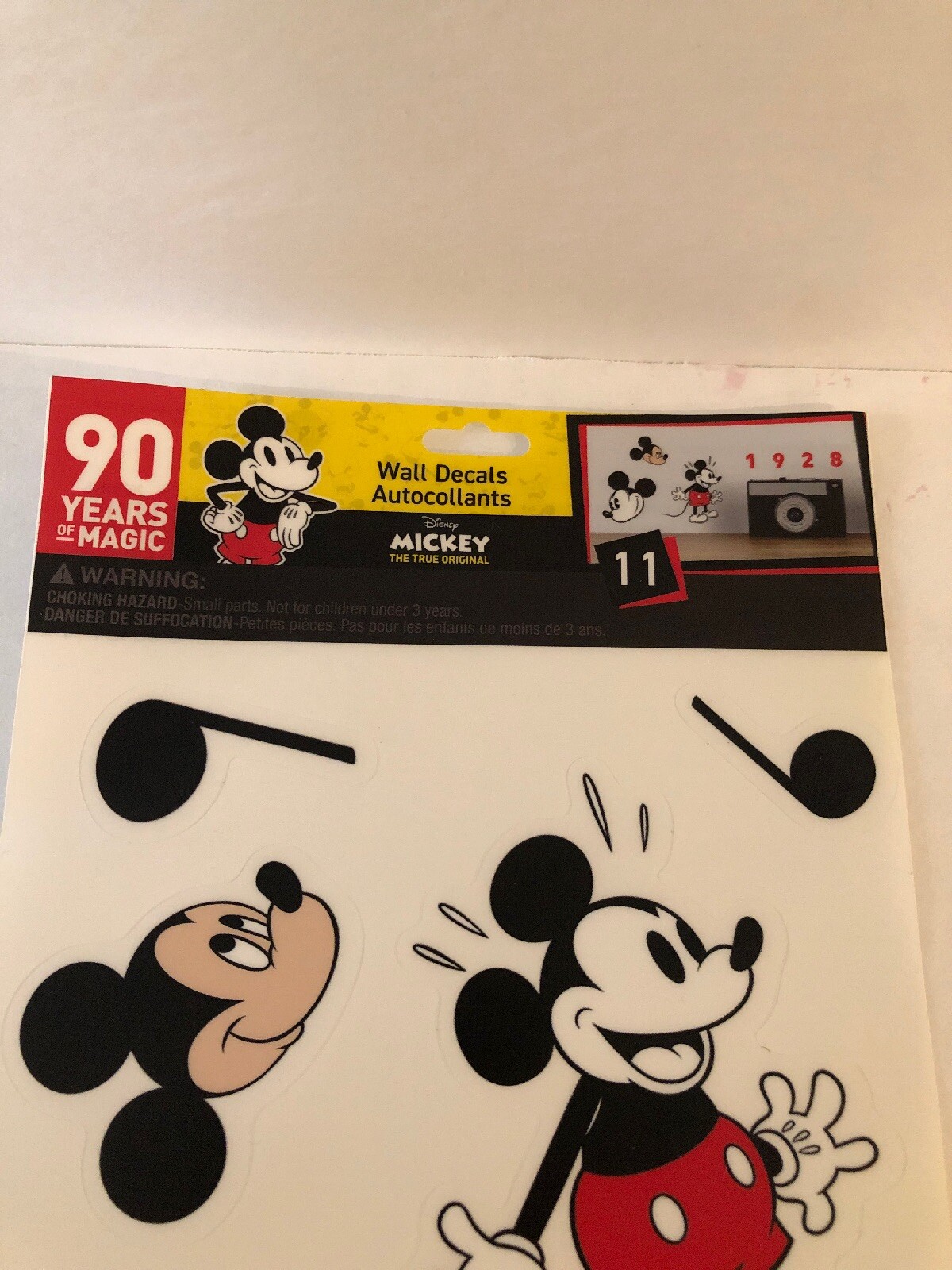 Mickey Mouse wall stickers 11 re-position-able decals room decor 6" X 17" sheet