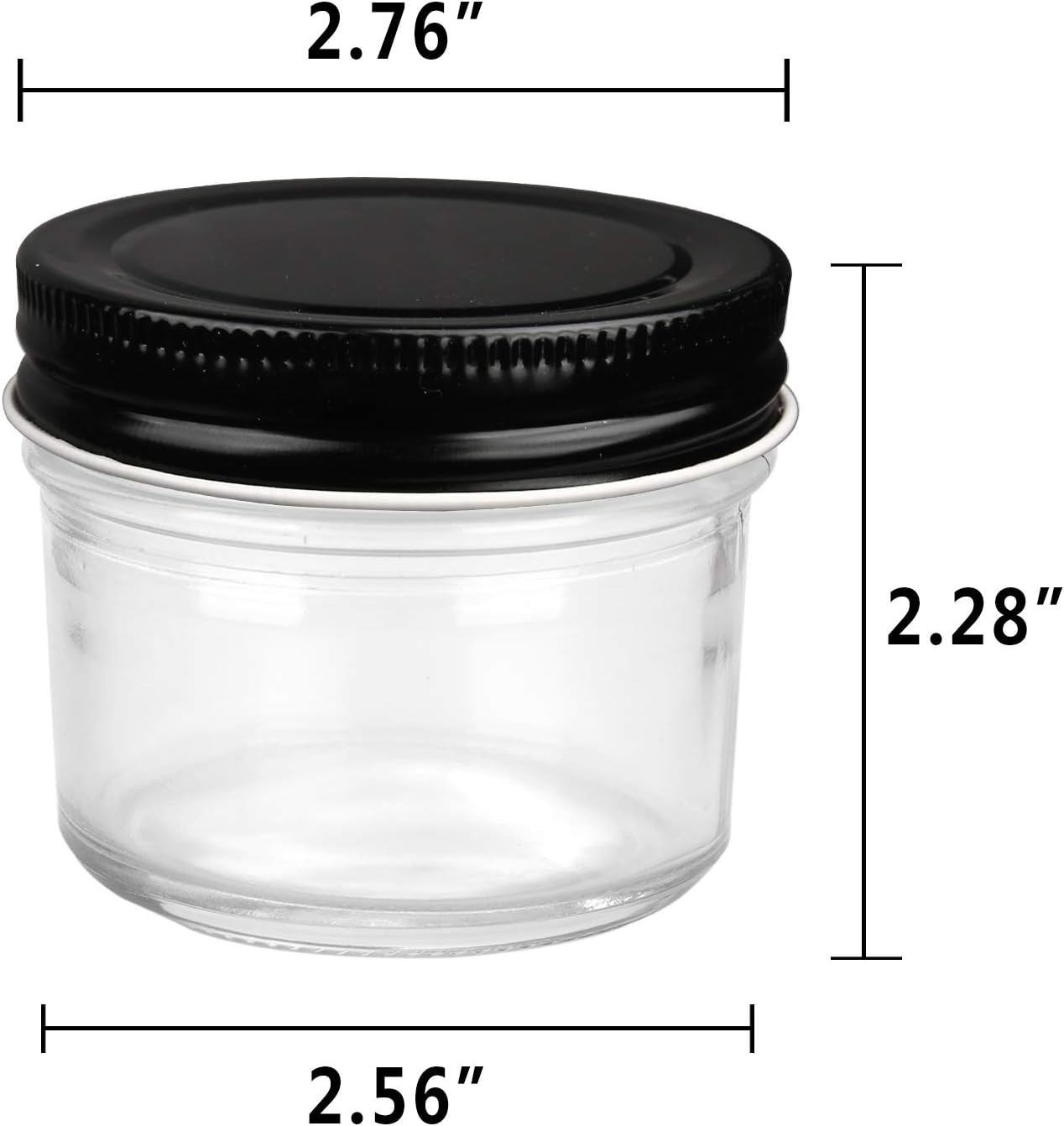 4oz Glass Jars With Lids,Small Mason Jars,Mini Canning Jars With Black Lids For
