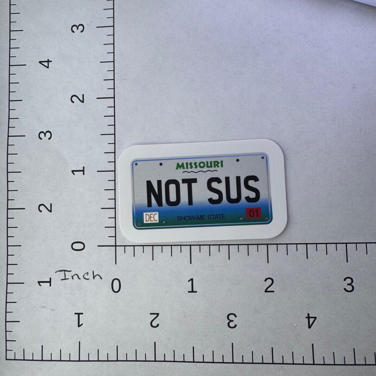 Missouri License Plate ‘Not SUS’ Sticker – Water Bottle Phone Laptop Skateboard