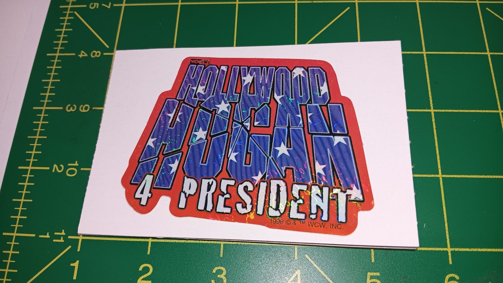 WCW Hollywood Hogan 4 President Holographic Sticker 1998 Wrestling Promo Decal