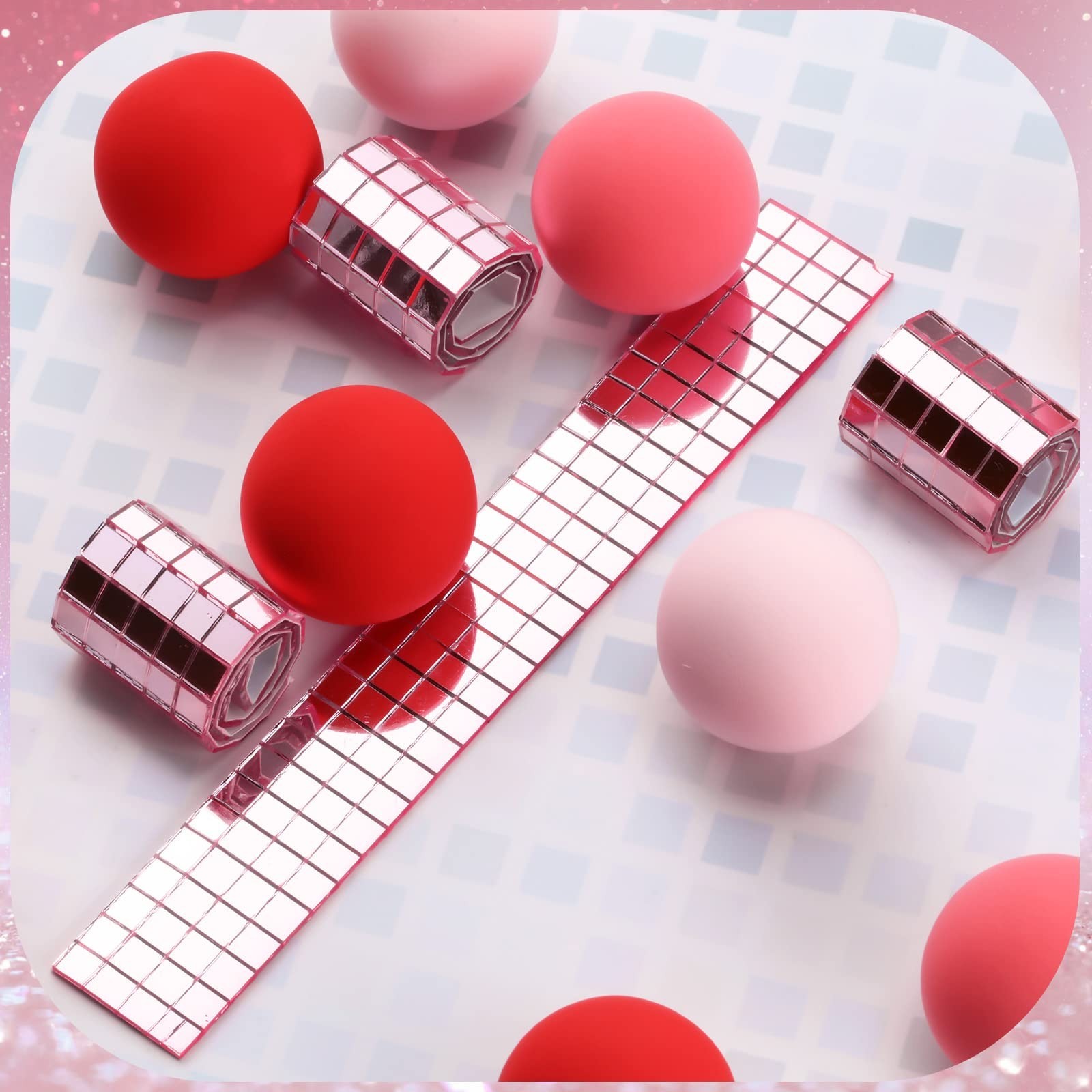 Self-Adhesive Mirrors Mosaic Tiles, 7200 Pieces (Pink, 5 x 5 mm), Peel and St…