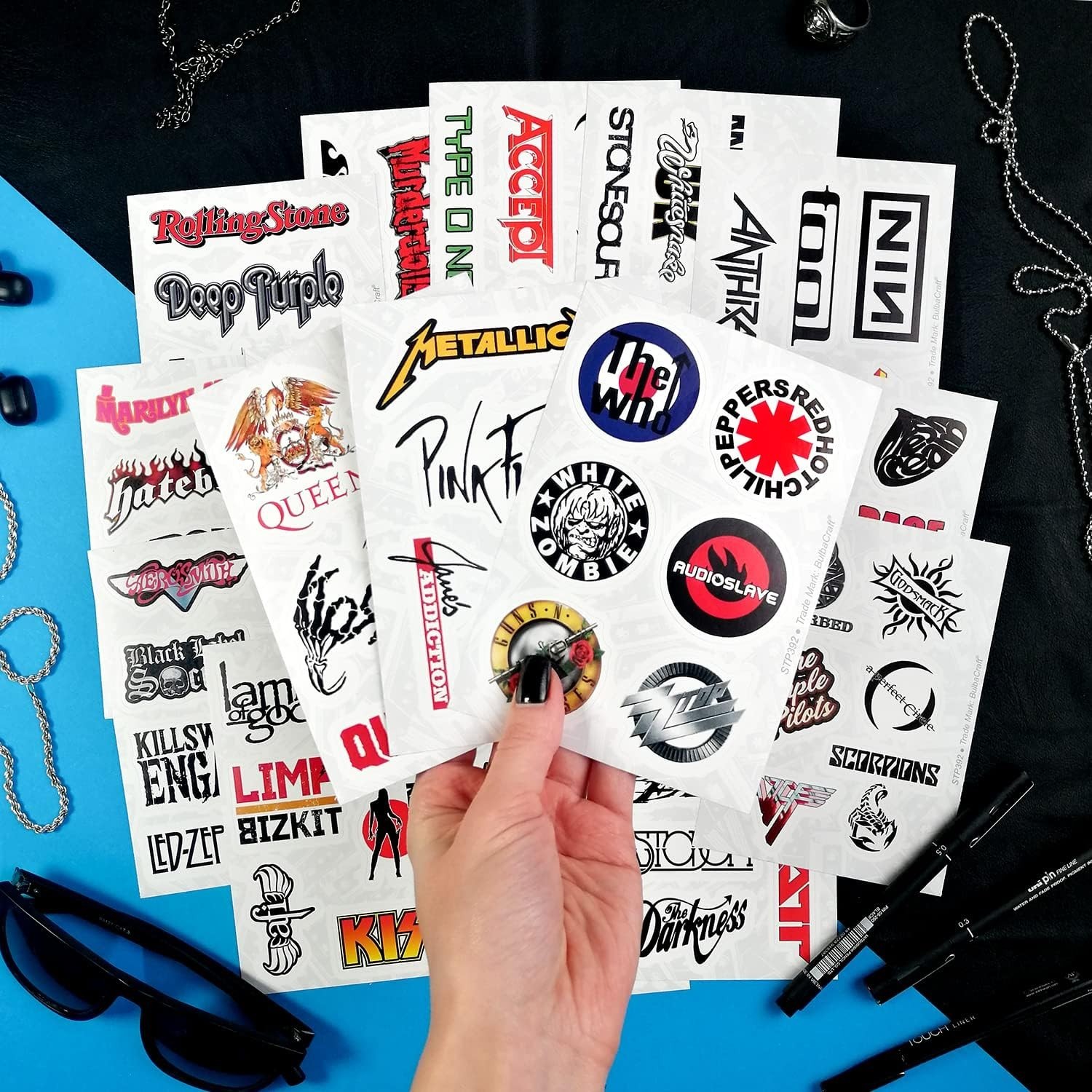 100Pcs Grunge Stickers 90's Grunge Music Rock Stickers Rock Band Decals Music