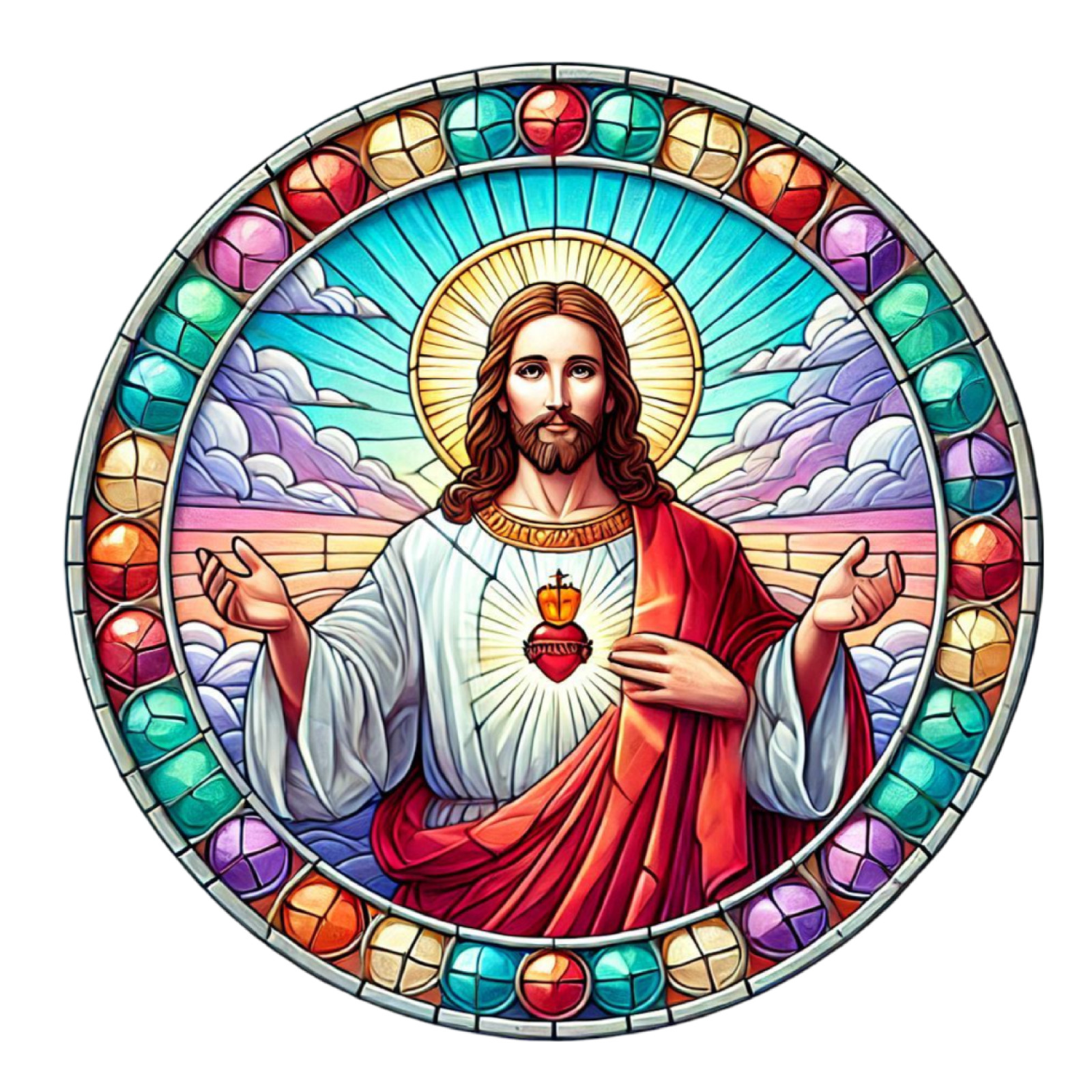 Stained Glass Jesus Wall Decal Sticker 18X18cm Large