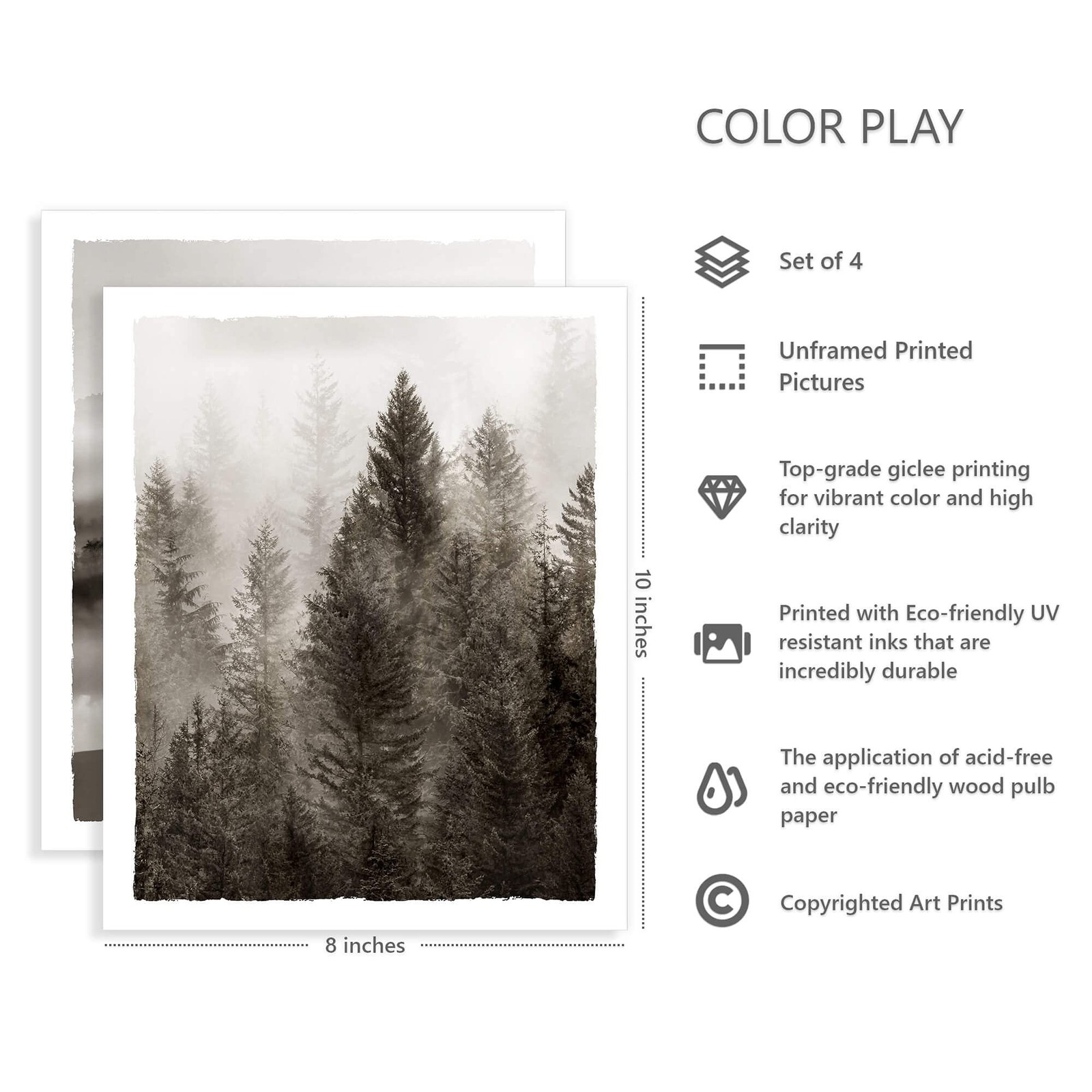 Nature Landscape Pictures Wall Art – Foggy Forest Tree Mountain Prints Wild A…