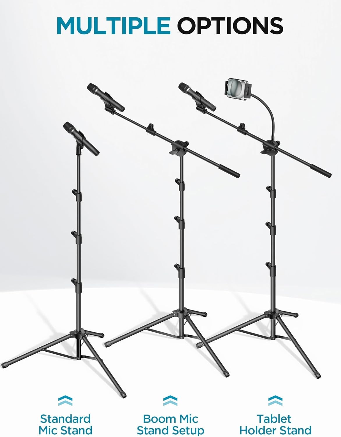 Mic Stand, 6 in 1 Microphone Stand Floor with Tablet Phone Holder Height Adjust