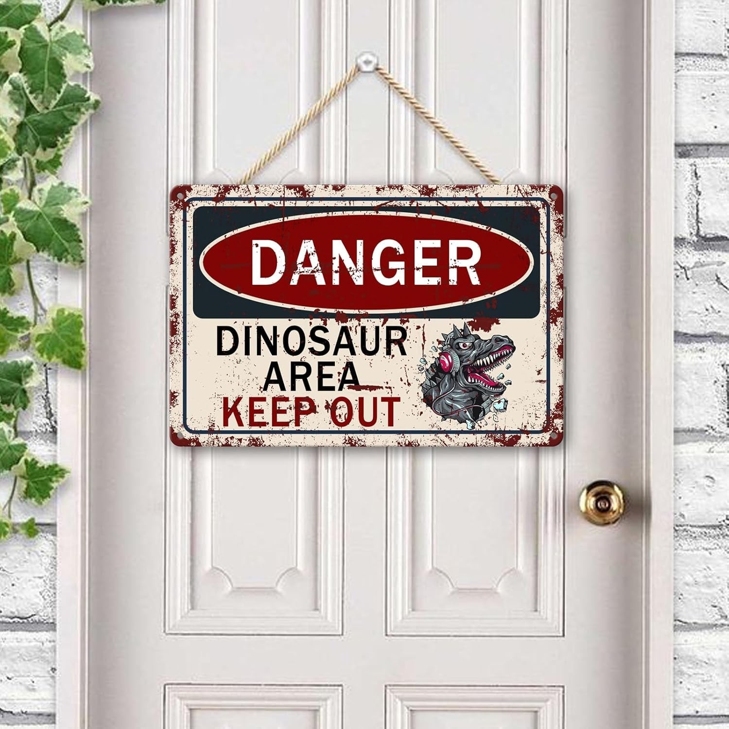 Eco-Friendly 8×12 Inch Dinosaur Metal Tin Sign – Fun Wall Decor for All Spaces