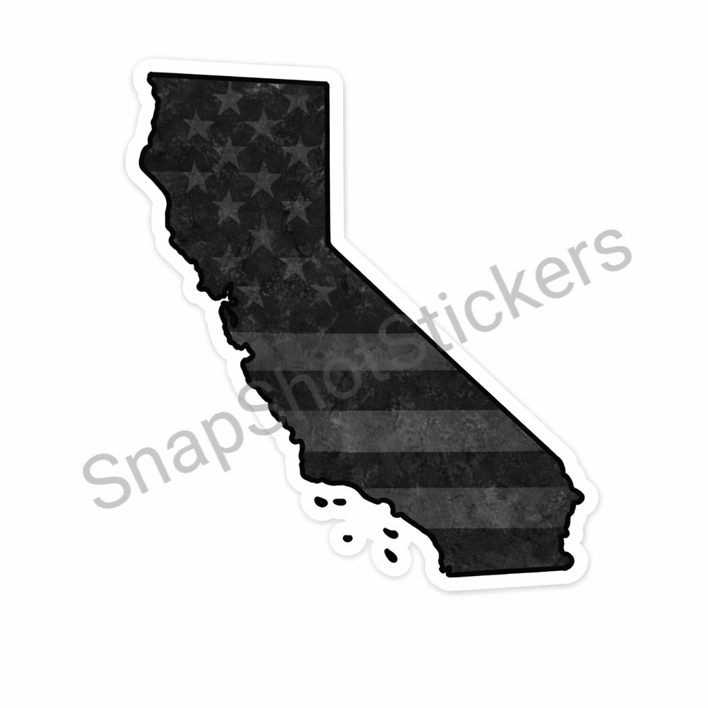 California | State Outline Vinyl Decal | Blackout Black Tactical Flag 09