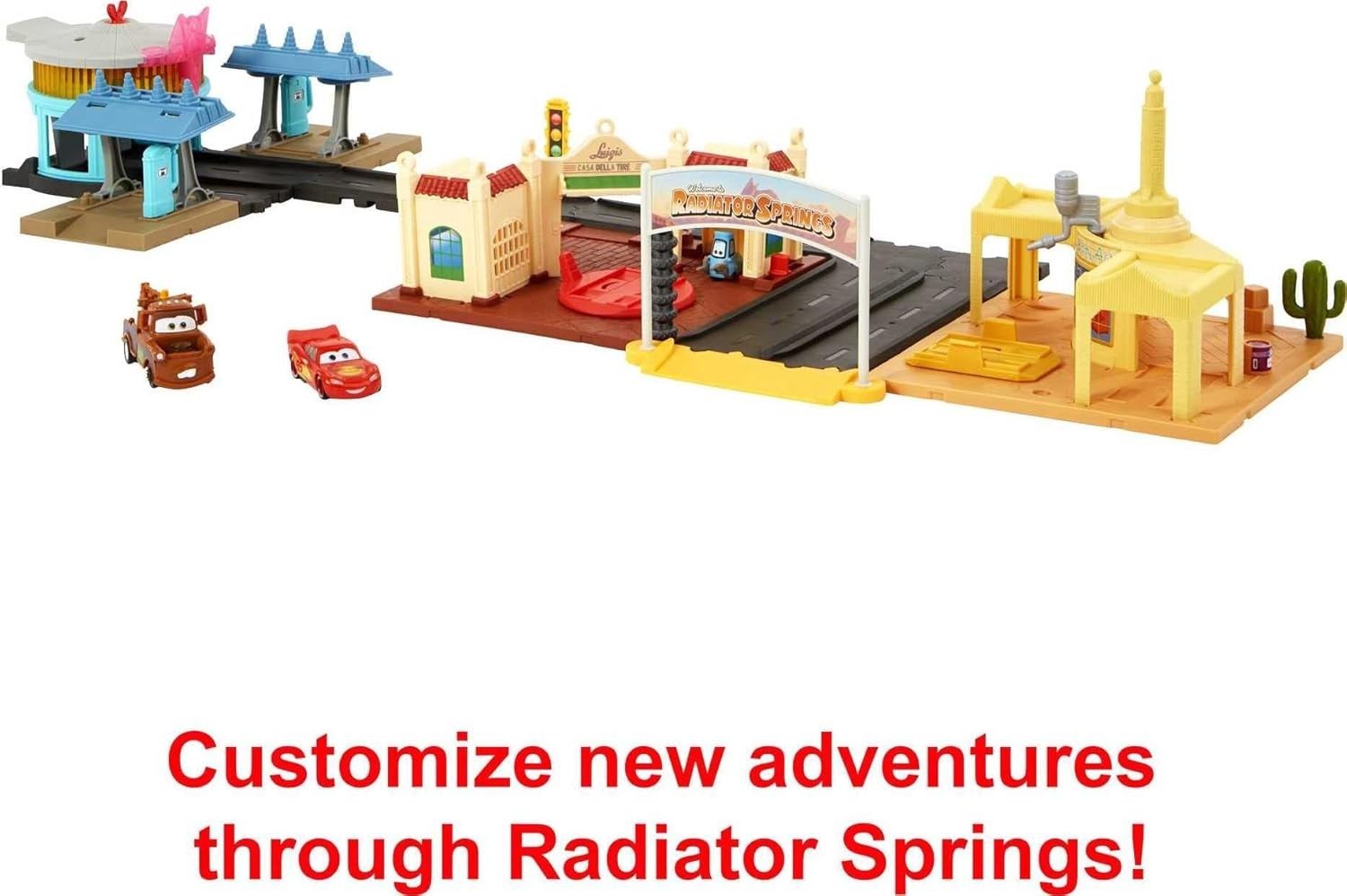 Disney and Pixar Cars on the Road Playset with 2 Toy Vehicles & Light-Up Countdo