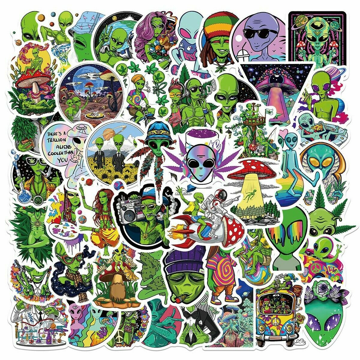 Alien Stickers UFO Planet Space Sticker Roswell Area 51 X Files – 50 Stickers