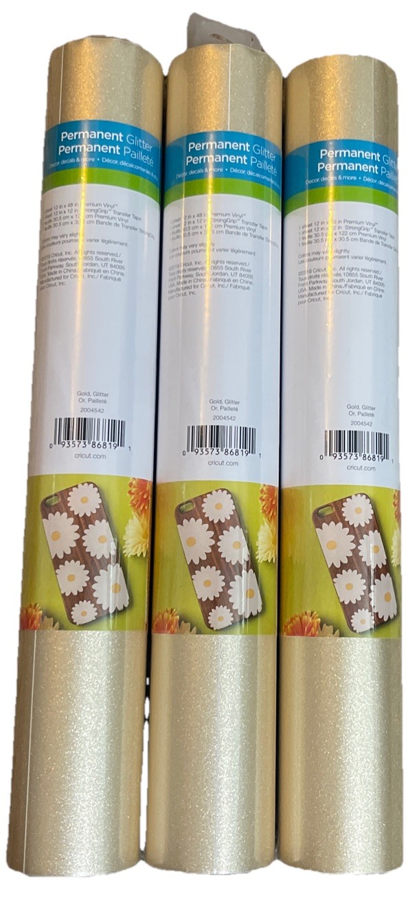 3 NEW SEALED Roll Cricut Premium Vinyl Shimmer Gold 12inx48in