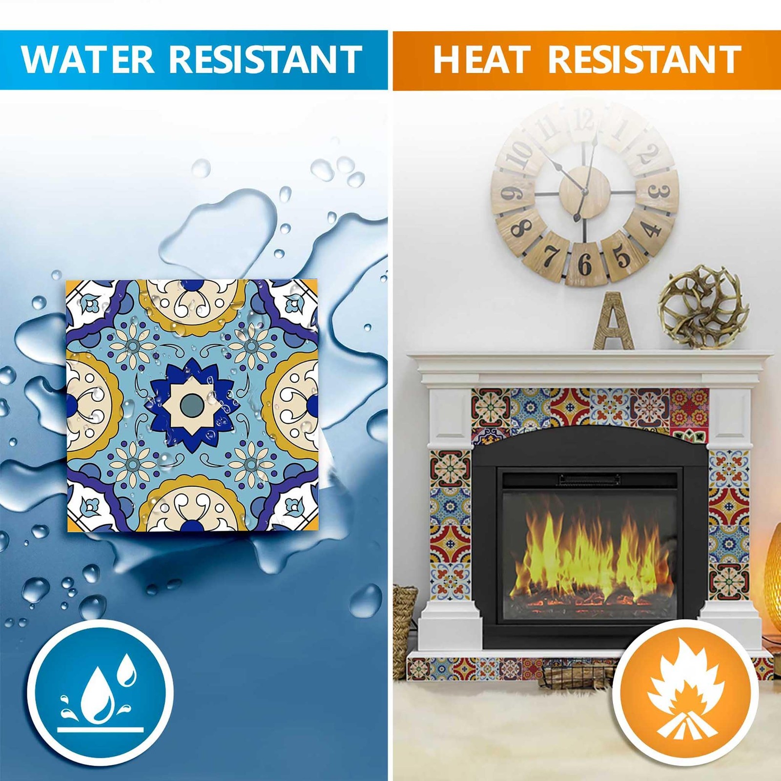 Backsplash Tile Stickers 24 PC Set Authentic Traditional Talavera Tiles Stick…