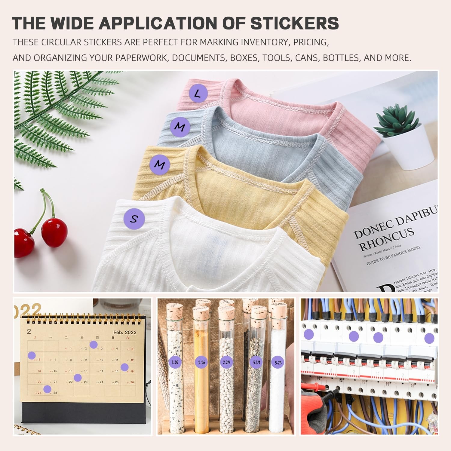 1/2 Inch Round Adhesive Color-Code Dot Stickers,500 Stickers Inventory Dots