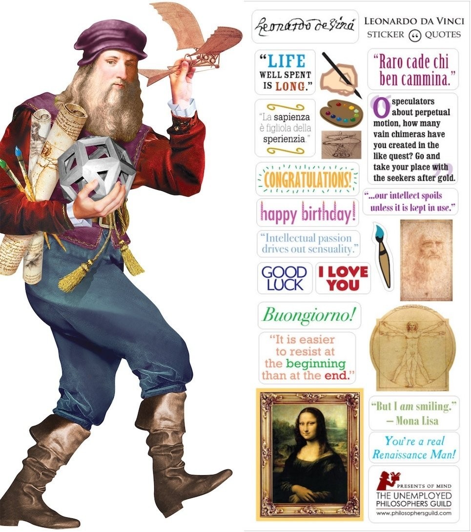 Greeting Card Stickers UPG Quotable Notables NEW Leonardo Da Vinci